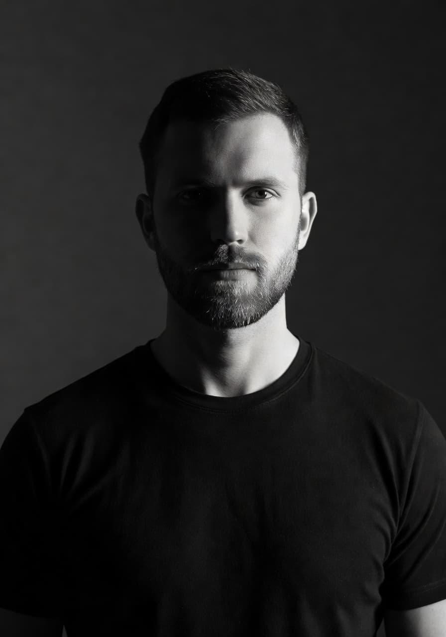 Monochrome portrait — AI Photo Studio style example generated by SelfAI