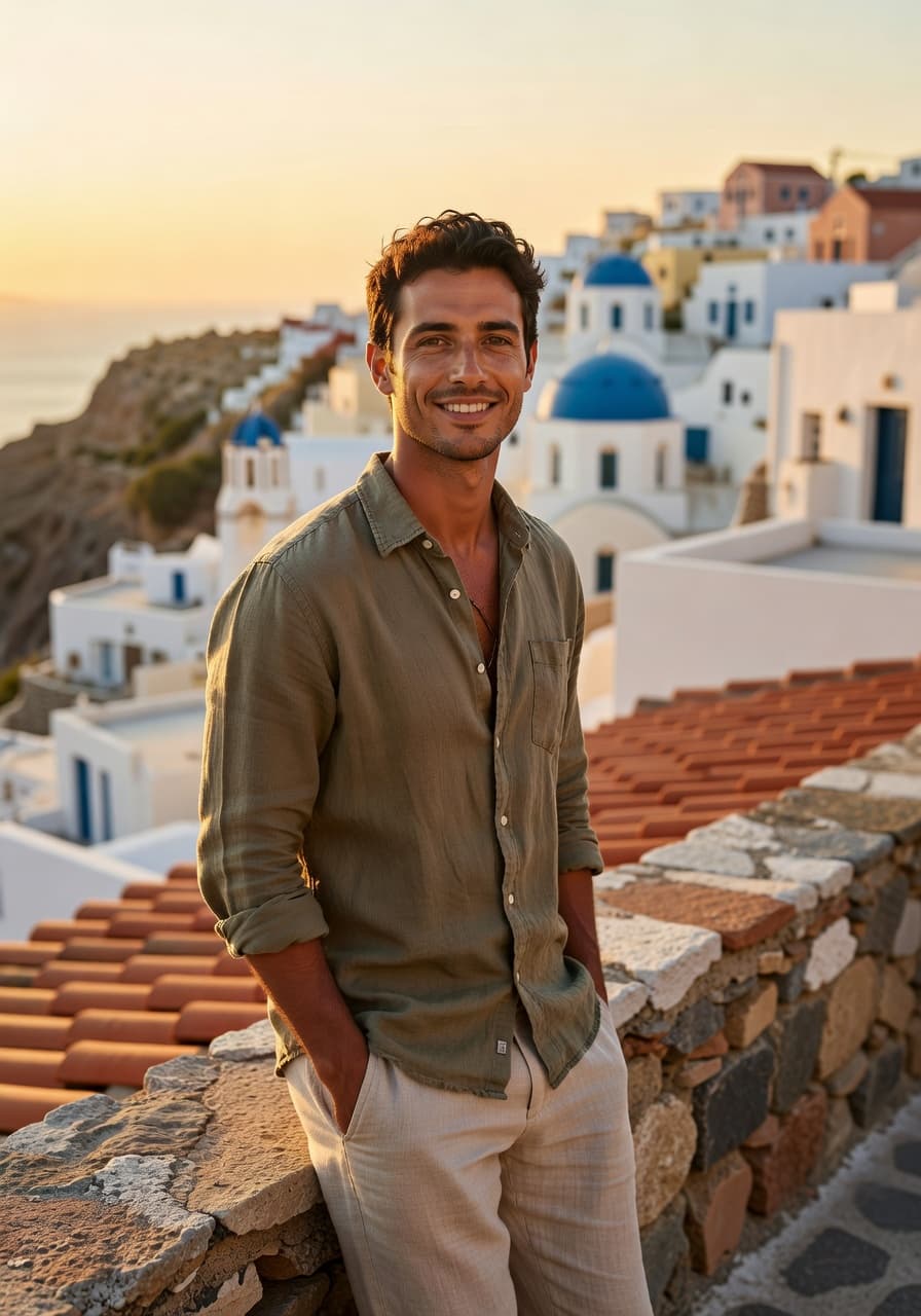 Travel lifestyle portrait — AI Photo Studio style example generated by SelfAI